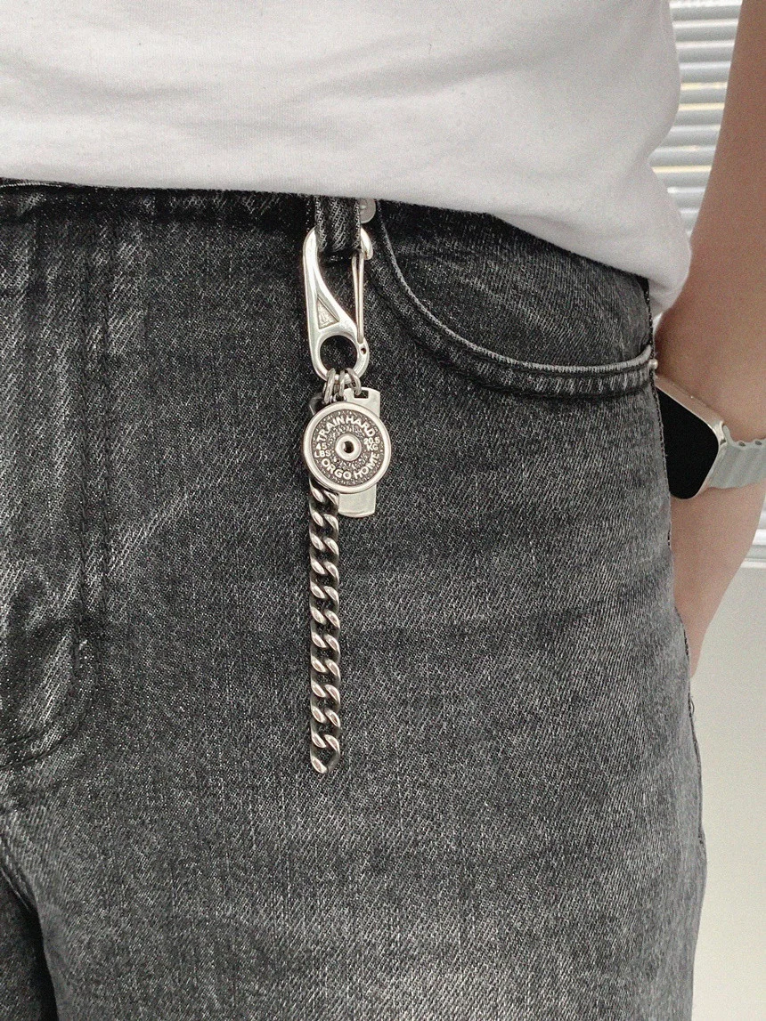 핸드메이드 써지컬스틸 덤벨체인 키링